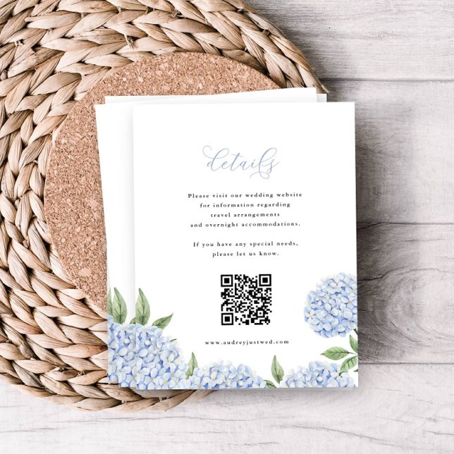 Blaue Hydrangea-Kalligrafie - Detail QR-Code Begleitkarte (Von Creator hochgeladen)