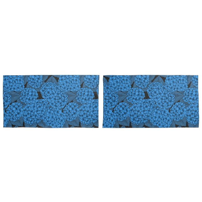 Blaue Hydrangea Kissenbezug (Vorderseite-Set)