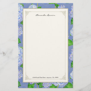 Blaue Hydrangea-Spitze-formale elegante mit Briefpapier
