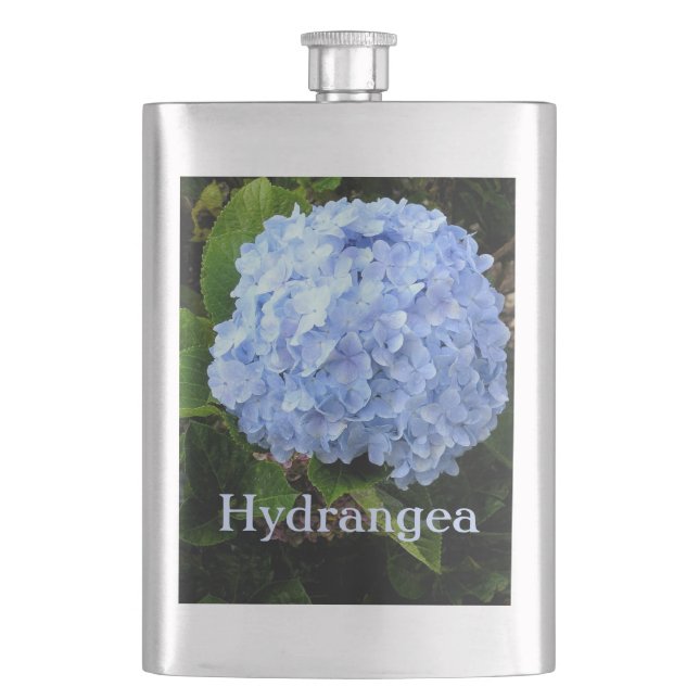 "BLAUE HYDRANGEA" STAHLFLASCHE FLACHMANN (Vorderseite)