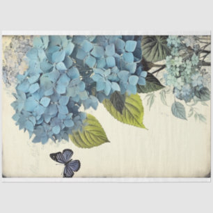 Blaue Hydrangea und Blauschmetterling-Ephemera Seidenpapier
