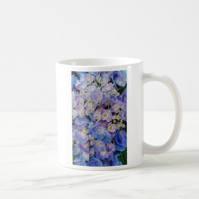 Blaue Hydrangea-weißer Kaffee-Tasse Kaffeetasse (Rechts)