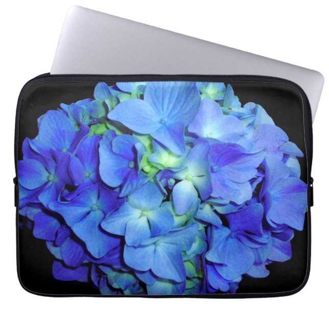 Blaue Hydrangeas, blaue Rose, elegante blaue Blume Laptopschutzhülle (Vorderseite)