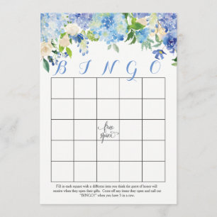blaue Hydrangeas BlumenBrautparty-Bingo-Karten Einladung