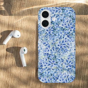 Blaue Hydrangeas - Blumenmuster iPhone 16 Hülle