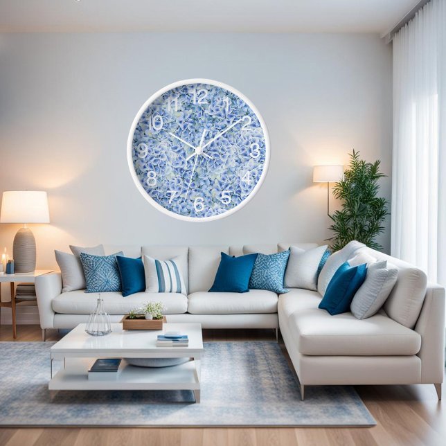 Blaue Hydrangeas - Blumenmuster Uhr (Von Creator hochgeladen)