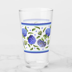 Blaue Hydrangeas-Bordermuster Glas