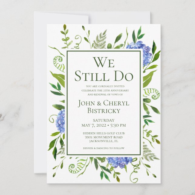 Blaue Hydrangeas, die wir noch tun Einladung (Vorderseite)