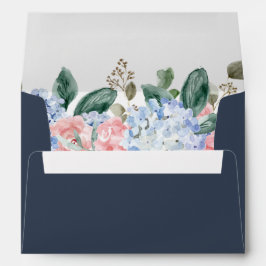 Blaue Hydrangeas Pastellrosa Rosen Hochzeit en