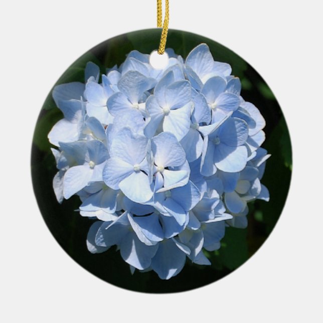 Blaue Hydrangeaverzierung Keramik Ornament (Vorne)