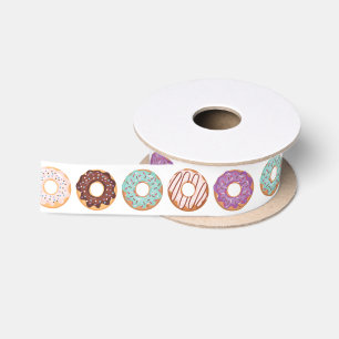 Blaue Icierte Donuts mit Sprinklen-Muster-Party Satinband