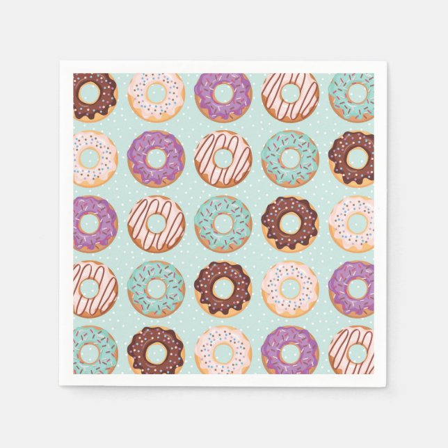 Blaue Icierte Donuts mit Sprinklen-Muster-Party Serviette (Vorderseite)