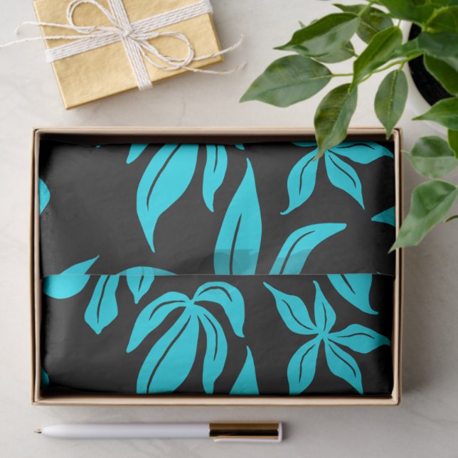 Blaue illustrierte Blumenmuster Seidenpapier (Geschenk)