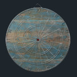 Blaue Imitat-Strand-Holz-Beschaffenheit Dartscheibe<br><div class="desc">Verblaßte und Schalen-Farbe auf einem hölzernen Brett</div>
