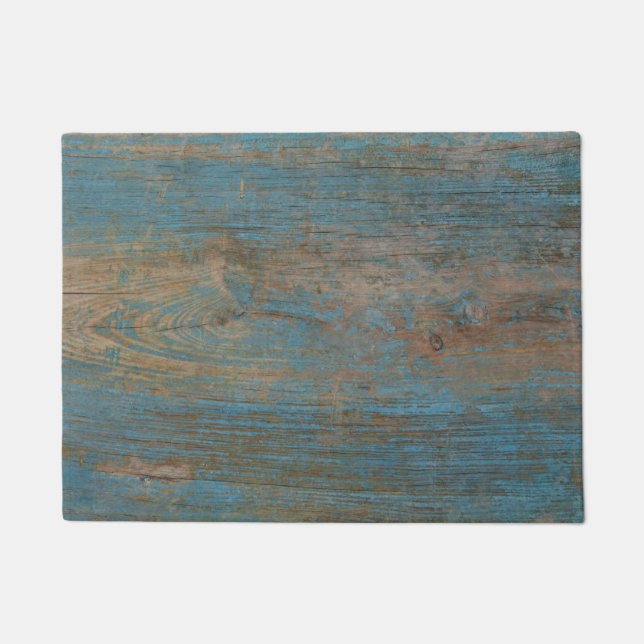 Blaue Imitat-Strand-Holz-Beschaffenheit Fußmatte (Vorderseite)