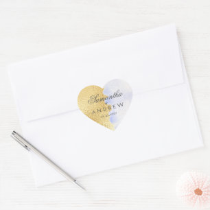 Blaue Imitate Goldfolie Monogram Herz-Aufkleber