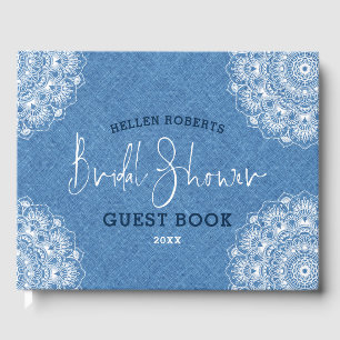 Blaue Imitate mit weißer Mandala Gästebuch