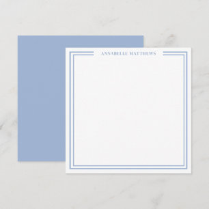 Blaue Immergrün-Rand-Name-Monogramm-Quadrat Mitteilungskarte
