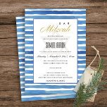 BLAUE INDIGO STRIPES PATTERN BAT BAR MITZVAH EINLA DANKESKARTE<br><div class="desc">Wenn Sie weitere Anpassungen benötigen,  schreiben Sie mir bitte an yellowfebstudio@gmail.com.</div>