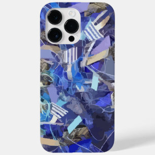Blaue Indigostreifen, grau, abstrakte geometrische Case-Mate iPhone 14 Pro Max Hülle