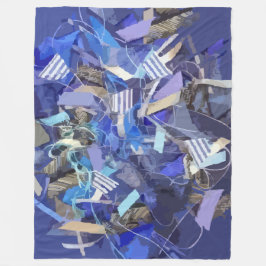 Blaue Indigostreifen, grau, abstrakte geometrische Fleecedecke