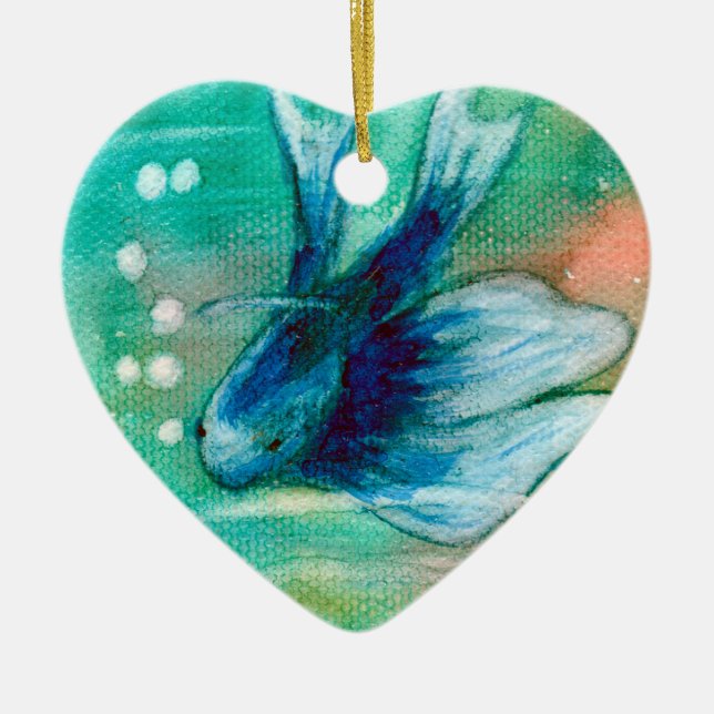 Blaue Inky Betta Fische Keramik Ornament (Vorne)