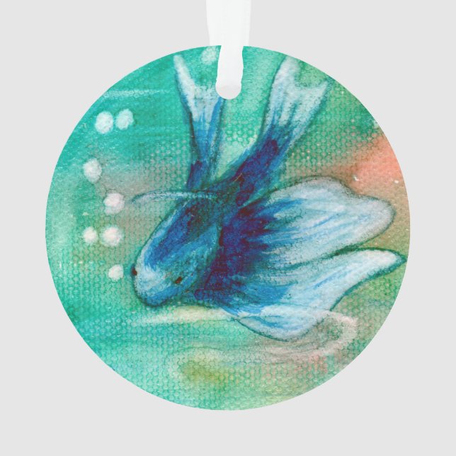 Blaue Inky Betta Fische Ornament (Rückseite)