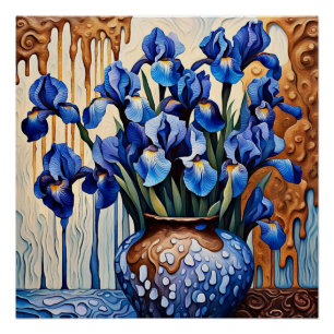 Blaue Iren in Vase Poster