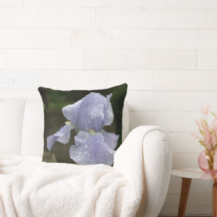 Blaue Iren mit Raindrops Reversible Throw Pillow Kissen