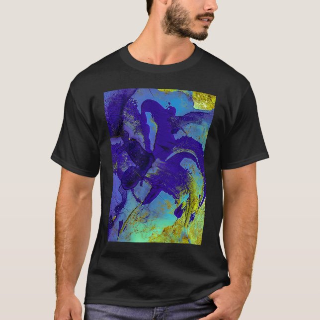 Blaue Iris Abstrakt T-Shirt (Vorderseite)