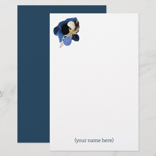 Blaue Iris-Blume Japandi-Papier Briefpapier (Vorne/Hinten)