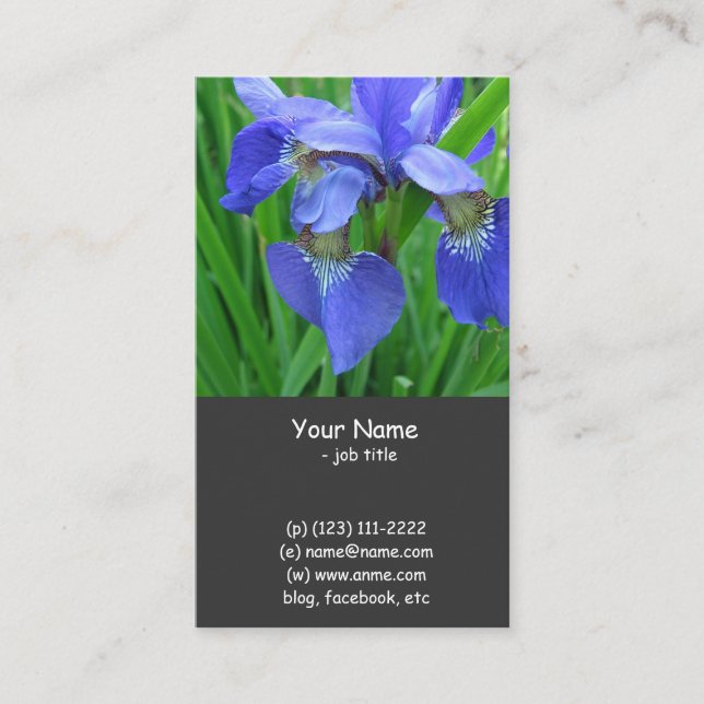 Blaue Iris-Blume Visitenkarte (Vorderseite)