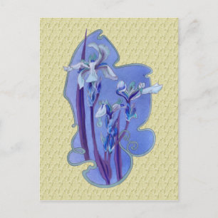 Blaue Iris-Blumenkunst-Entwurfs-Postkarte Postkarte