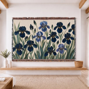 Blaue Iris Botanical Wandteppich-Webdecke Decke