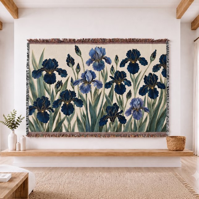 Blaue Iris Botanical  Wandteppich-Webdecke  Decke (Von Creator hochgeladen)