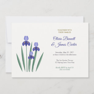 Blaue Iris-Gartenhochzeits-Einladung Einladung