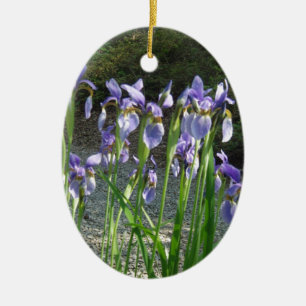 Blaue Iris Keramik Ornament