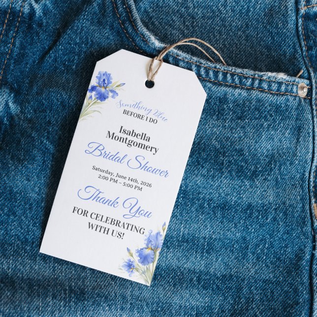 Blaue Iris Something Blue Brautparty-Dankeschön Geschenkanhänger (Blue Iris Something Blue Bridal Shower Thank You Favor Tag)