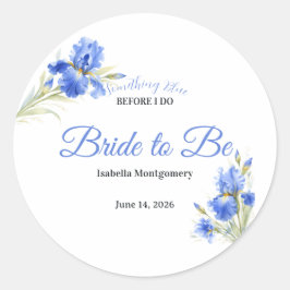 Blaue Iris-Something-Blue-Brautparty-Umschlag Runder Aufkleber