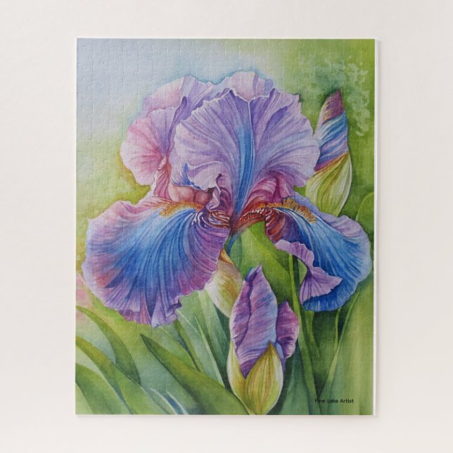 Blaue Iris-Wasserfarben-Puzzle  Puzzle (Vertikal)
