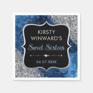 Blaue Irisierende Glitzer-Meerjungfrauen-Buchstabe Serviette