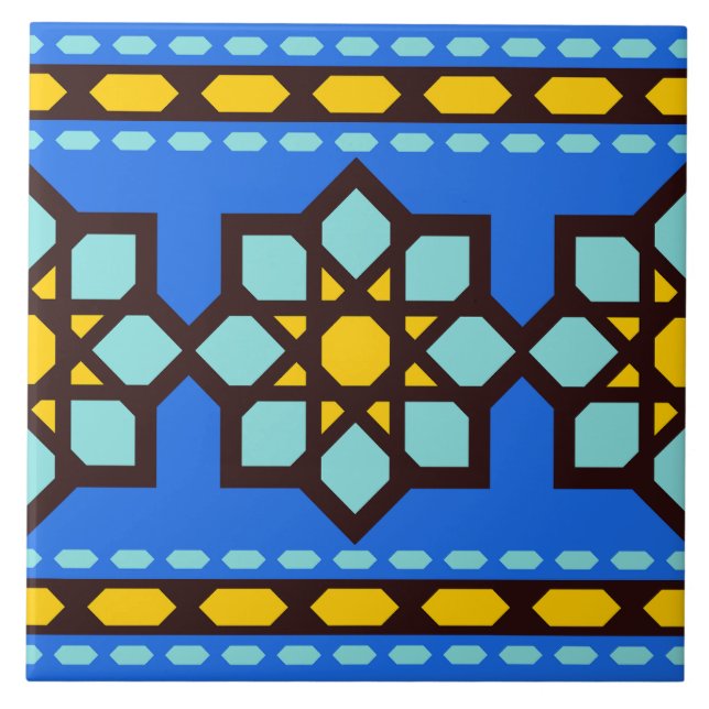 Blaue islamische geometrische Fliese (Vorderseite)