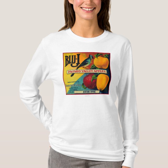 Blaue-J Apple-Kiste LabelWatsonville, CA T-Shirt (Vorderseite)