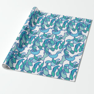 Blaue Jade Rebenblüten Blumen Geschenkpapier