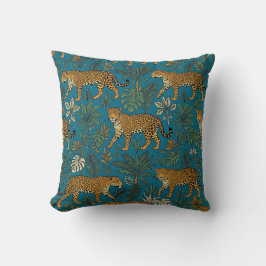 Blaue Jaguar-Botanik-Kissen Kissen