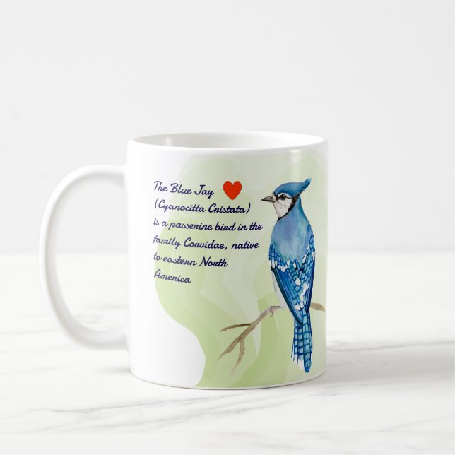 Blaue Jay-Aquarellmalerei Kaffeetasse (Links)