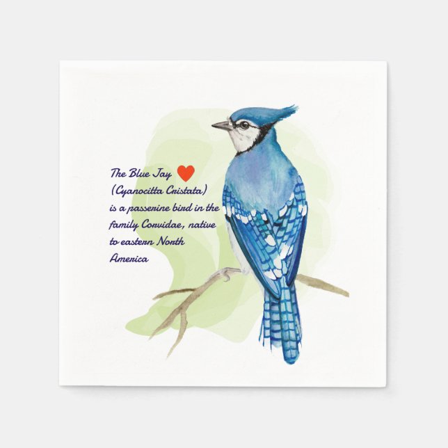 Blaue Jay-Aquarellmalerei Serviette (Vorderseite)