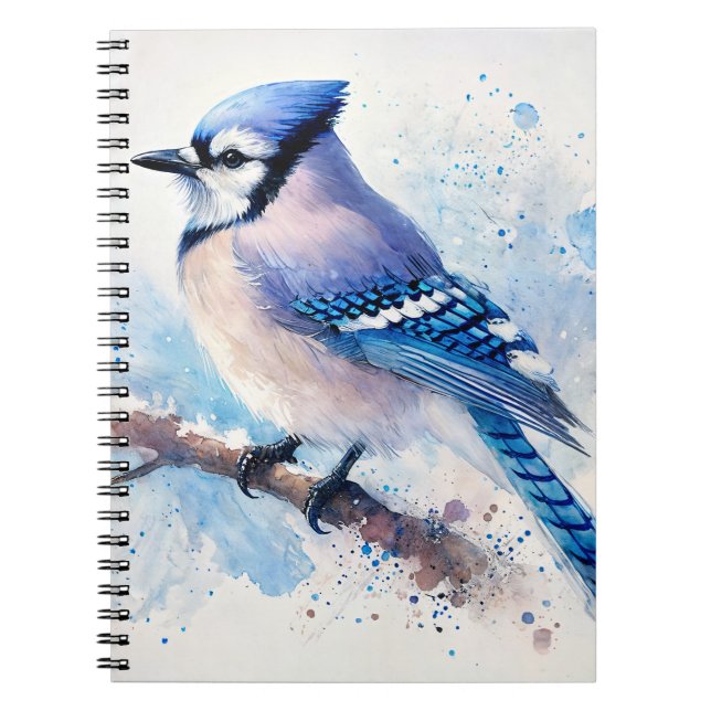 Blaue Jay auf Aquarellmalerei Notizblock (Vorderseite)