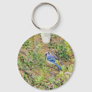 Blaue Jay auf Myrtle aus Südwax Schlüsselanhänger
