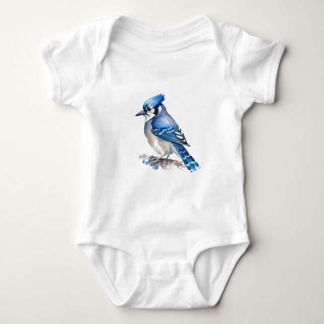Blaue Jay Bird Art Collection Baby Strampler (Vorderseite)
